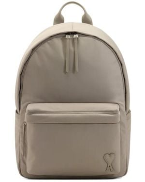 Ami Paris Zippered Backpack - Gray