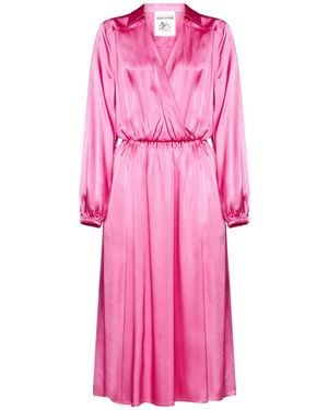 Semicouture Satin-Finish Midi Dress - Pink