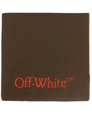 Off-White c/o Virgil Abloh Bookish Logo Embroidered Scarf - Brown
