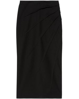 Gucci Drap Detailed Tailored Midi Skirt - Black