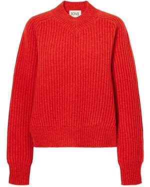 TOVE Ribbed-Knit Wool Jumper - Red
