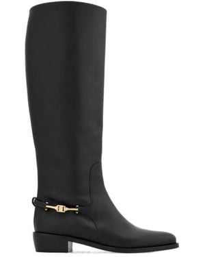 Ferragamo Ferragamo F Buckle Knee Boots - Black