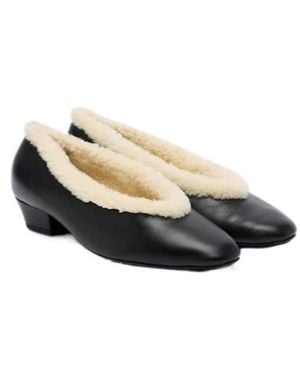 Magda Butrym Shearling-Lined Leather Court Shoes - Natural
