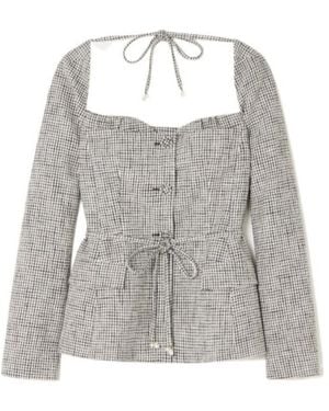 Altuzarra Checked Jacket With Belt - Grey
