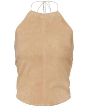 Stouls Rosie Halterneck Suede Top - Natural