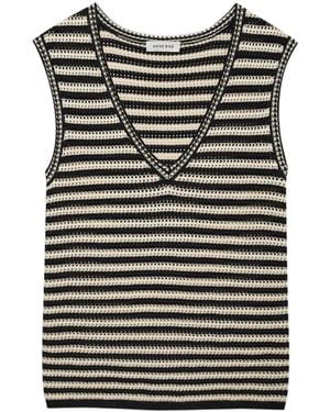 Anine Bing Lowen Striped V-Neck Vest - Black