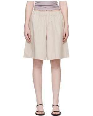 Baserange Claude Striped Elasticated Shorts - Natural