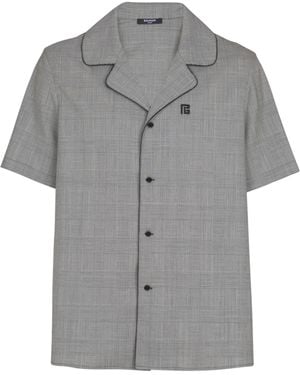 Balmain Short-Sleeved Prince Of Wales Shirt - Gray