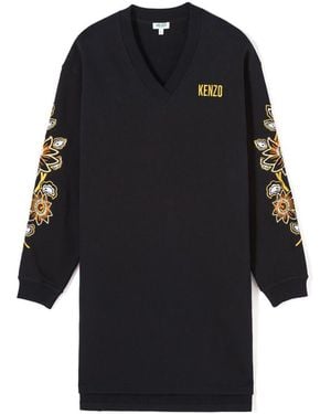 KENZO Embroidered Flower Logo Dress - Black