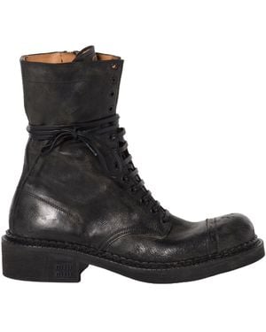 Miu Miu Logo-Embossed Lace-Up Boots - Black