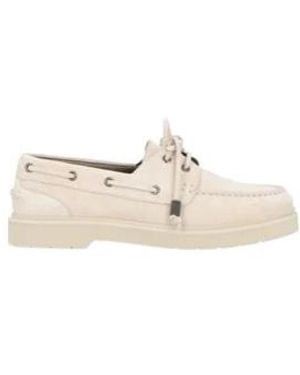 Brunello Cucinelli Simple Suede Boat Shoes - Natural