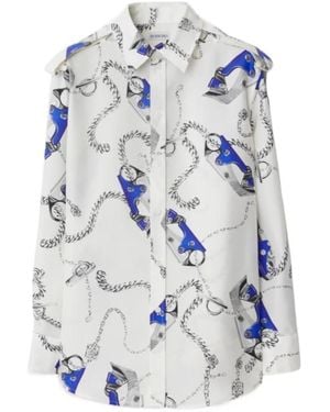 Burberry Graphic Printed Buttoned Shirt - White