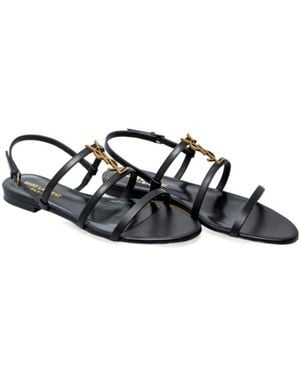 Saint Laurent Cassandra Flat Sandals - Black