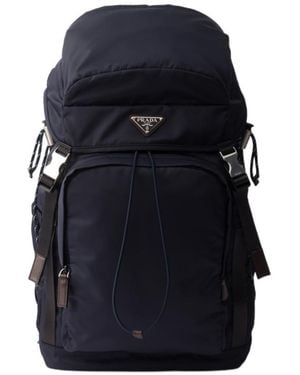 Prada Speedrock Re-Nylon And Leather Backpack - Blue