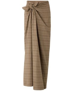 Soeur Tie-Waist Plaid Skirt - Natural