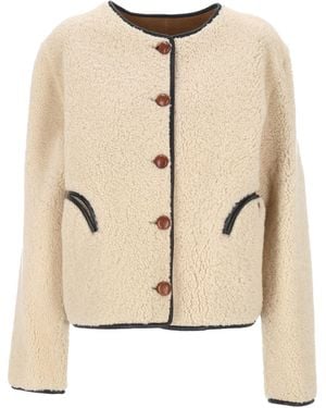 Blazé Milano Button-Fastening Shearling Jacket - Natural