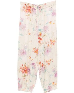 Herno Floral-Pattern Trousers - White