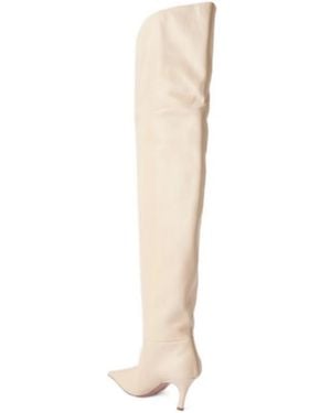 AMINA MUADDI Leather Over-The-Knee Boots - White