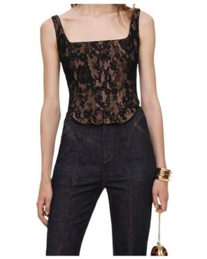 Self-Portrait Lace Corset Top - Black