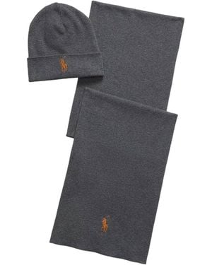 Polo Ralph Lauren Ribbed Logo Knit Hat - Grey