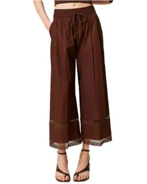 Twinset Lace Trim Pants - Brown