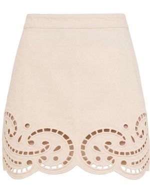 Ulla Johnson The Cadiz Eyelet Denim Skirt - Natural
