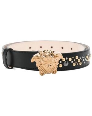 Versace Studded Leather Belt - White