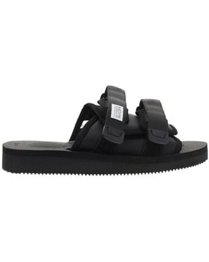 Suicoke Logo-Patch Touch-Strap Slides - Black