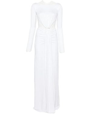 Elisabetta Franchi Cut-Out Ruched Maxi Dress - White