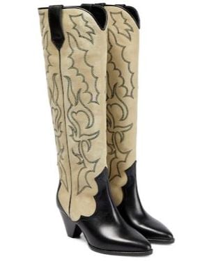 Isabel Marant Leila Leather And Suede Cowboy Boots - Multicolor