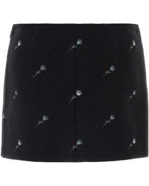 Rier Embroidered Wool Mini Skirt - Black