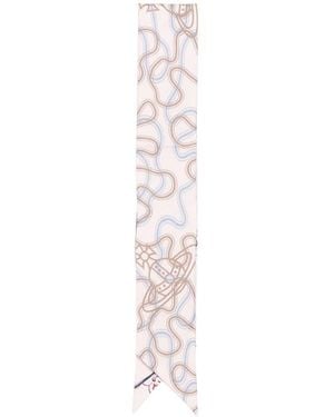 Vivienne Westwood Printed Skinny Scarf - White