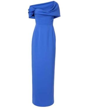 Carolina Herrera Draped Off-Shoulder Crêpe Gown - Blue