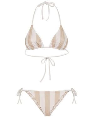 Fendi Striped Halterneck Two-Piece Swimsuit - White