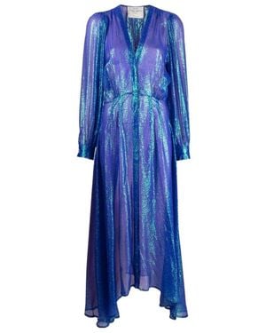 forte_forte Silk-Blend Long-Sleeve Dress - Blue