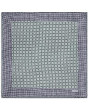 Brioni Aqua And Micro Motif Silk Pocket Square - Grey