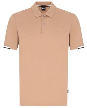 BOSS Stripe-Trimmed Polo Shirt - Natural