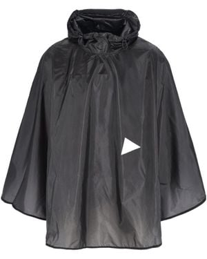 and wander Drawstring Hooded Raincoat - Black