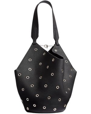 KHAITE Small Lotus Eyelet Detailed Tote Bag - Black
