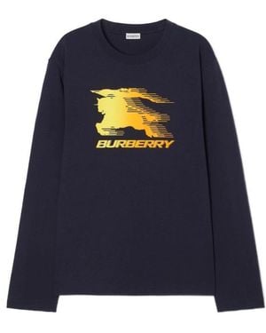 Burberry Long-Sleeve Knight Cotton T-Shirt - Blue