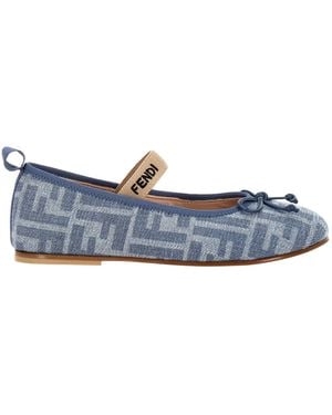 Fendi Bow-Tie Ballet Flats - Blue