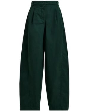 Essentiel Antwerp Khaki Tapered Cotton Trousers With Twisted Seams - Green