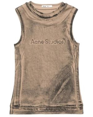 Acne Studios Logo-Print Sleeveless Top - Brown
