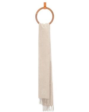 Loewe Anagram Embroidered Scarf - White