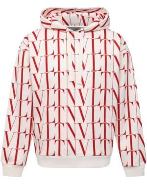 Valentino Printed Hooded Jumper - Red