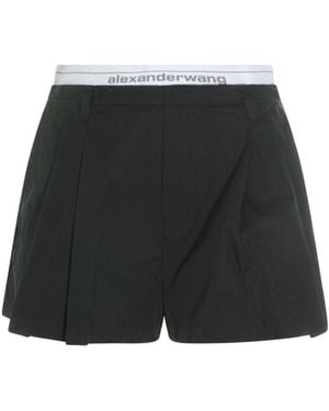 Alexander Wang Logo Waistband Pleated Shorts - Black