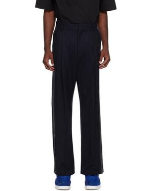 Adererror Striped Belt-Loop Casual Pants - Black