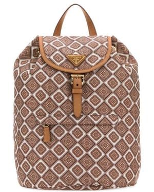 Prada Geometric-Pattern Backpack - Pink