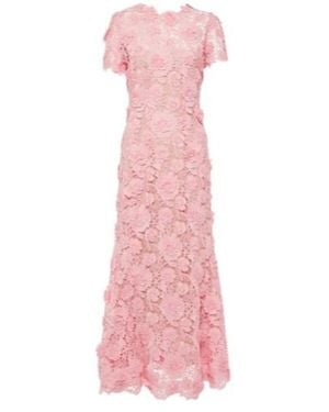Oscar de la Renta Floral Lace Midi Dress - Pink