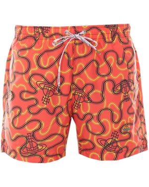 Vivienne Westwood Allover Printed Drawstring Swim Shorts - Orange